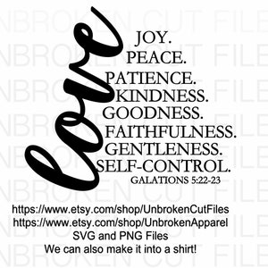 Fruit of the Spirit Svg, Christian svg, gelatins  5 22, Love, peace, joy, self-control svg
