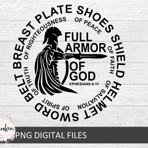 Wapenrusting van God Svg, gordel van waarheid Svg, zwaard van de geest Svg, Shoes of Peace Svg, schild van geloof Svg, helm van de verlossing Svg, Efeziërs 6:11 Svg