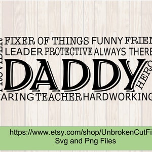 Daddy SVG File, Fathers Day digital file, Svg cut files for cricut, Fathers day svg, Gifts for dad