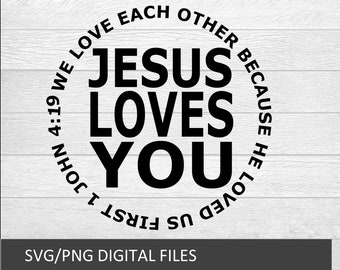 Jesus Loves You SVG, Heart Cross Design (Digital Download)