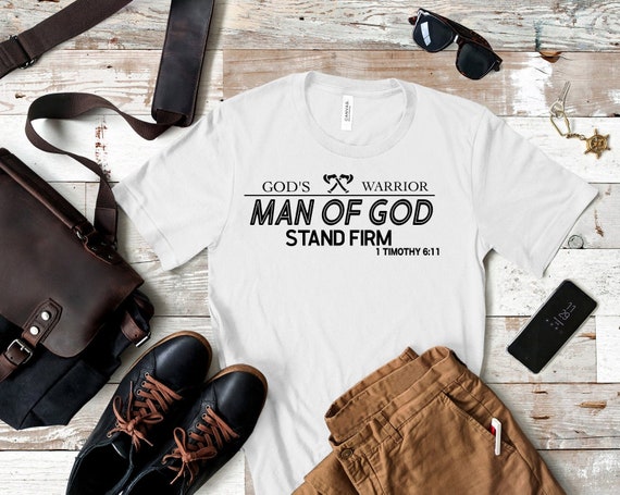 Man of God Wood Design Stainless Steel Water Bottle - 1 Timothy 6:11