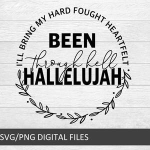 SVG di Hallelujah duramente combattuto / PNG cristiano scritto a mano / Design di adorazione della fede di Gesù / download digitale Concerto di lode di Brandon