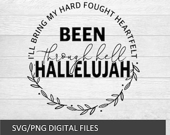 Hard Fought Hallelujah SVG | Hand Lettered Christian PNG | Jesus faith worship design | digital download Brandon Praise Concert