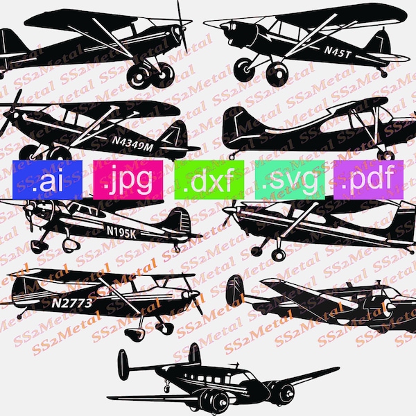 Piper cub, Luscombe, Cessna Tailwheel SVG  vector files for plasma, laser, engraving