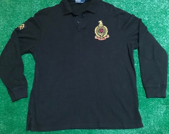 Emerald Green and Navy Striped Polo Shirt With Shamrock Crest Design