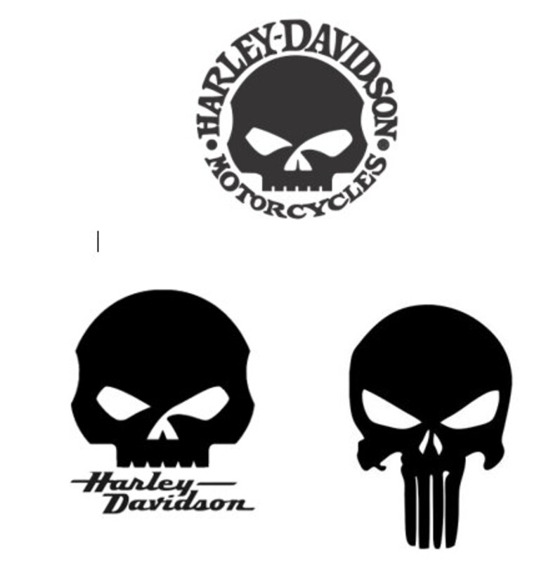 Bagasdi: Black And White Harley Davidson Skull Logo