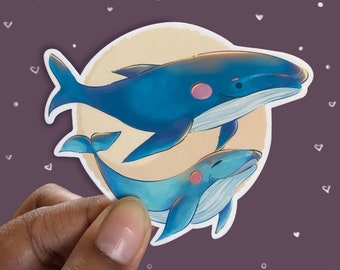 Whale Lovers Vinyl Sticker - Waterproof Decal Celebrating the Majesty of Whales and Marine Life - Whale Duo