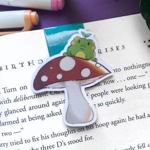Mushroom Frog Magnetic Bookmark, Bookmarks For Kids, Kawaii Stationary, Bookish Gifts, Bookworm Gift, Cute Bookmarks, Book Nerd, Book Lover