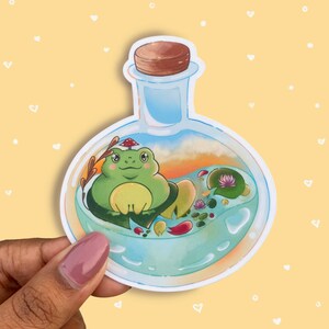 Frog Potion Sticker, Frog sticker, Frog in a Bottle, Cottagecore Sticker, Toad Sticker, Cute Frog Sticker, Deco Stickers, Hydroflask Sticker