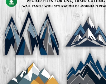 Mountain Peaks Wall Panels: CNC Laser Cut Vector Files (Digital Download)