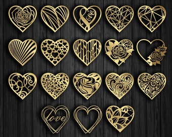 Valentine's Day Hearts: Laser Cut Templates, Love SVG DXF (Digital Download)