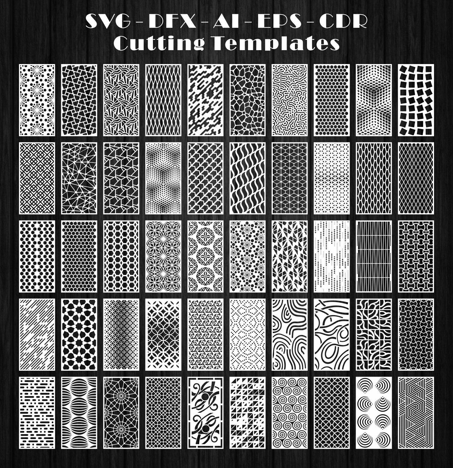 Set 1 50 Geometric Patterns Vector File Dxf Svg Jpg Etsy