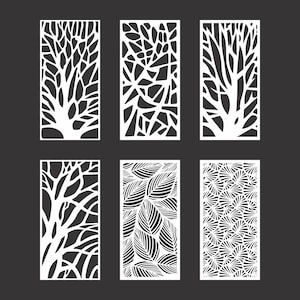 6 decoratieve panelen | Privacy hek dxf - VECTOR BESTANDEN. De beste vectorornamenten | CNC | Lasersnijden bestand Dxf, Svg, Jpg, Cdr, Eps Vector