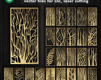 Tree Branch Panel Design: CNC Laser Cut File (Dxf, Svg, Jpg)