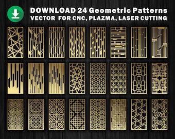 24 Templates for decorative partitions, panel, screen  |  CNC | Laser Cutting File  Dxf, Svg, Jpg, Cdr, Eps Vector files | Metal panels