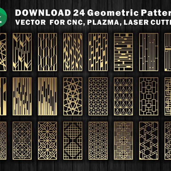 24 Vorlagen für dekorative Trennwände, Paneel, Bildschirm | CNC | Laserschnitt-Datei Dxf, SVG, Jpg, Cdr, Eps Vektor-Dateien | Metallplatten