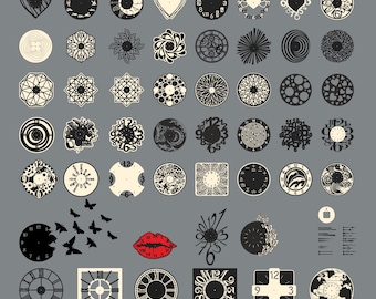 CNC Laser Cut Wall Clock Template: 50 Design SVG Files (Digital Download)