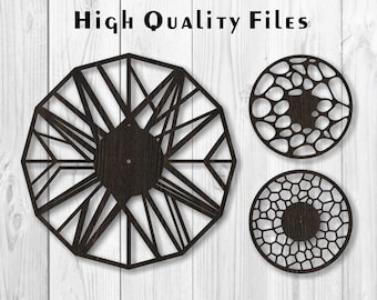 Laser Cut Wall Clock SVG Template: Geometric Clock Designs (Digital Download