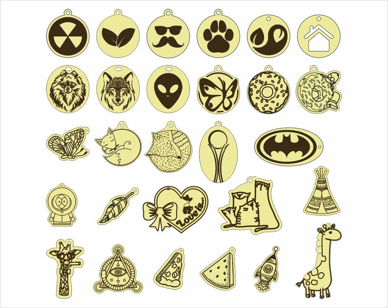 digital geometric vector Download Universal set of keychains pendantsDigital Cut Files Laser Cutting Templates DXF Dwg Ai Svg