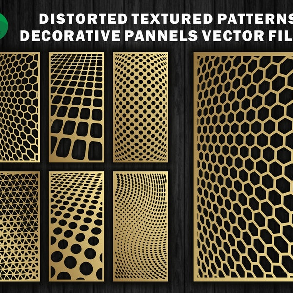 Several distorted patterns/ Vector File | Instant Download | CNC File | wood  panel | metal dividers |  Dxf/ Svg/ EPS/ Vector Template