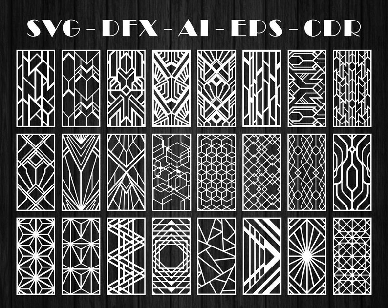 24 patterns of art deco for decorative panel, art deco wall art CNC Laser Cutting File Dxf, Svg, Jpg, Cdr, Eps Vector files. image 4