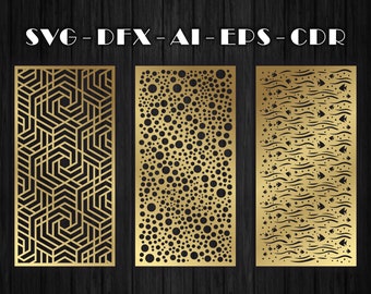 24 Decorative Panel Templates: Laser Cut Screen Designs, modern panel (SVG, DXF, CDR)