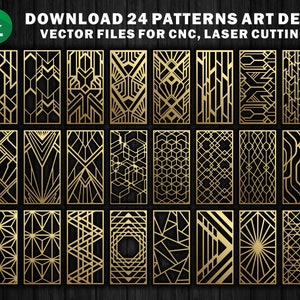24 patterns of art deco for decorative panel, art deco wall art CNC Laser Cutting File Dxf, Svg, Jpg, Cdr, Eps Vector files. image 2