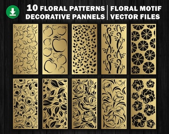 Floral Panel Screen Patterns: CNC Laser Cutting Files (Digital Download)
