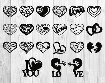 Set of hearts for valentine's day | Love decor,Love svg,Love sign,dxf files for cnc, laser cut templates | Dxf, Svg, Jpg, Cdr, Eps Vector