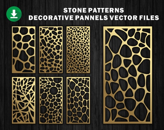 Cnc Decorative Panels DXF Modern Room Divider SVG 9 Glowforge Vector files Stone Panel Templates SVG