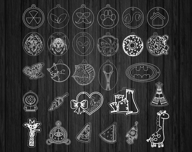 digital geometric vector Download Universal set of keychains pendantsDigital Cut Files Laser Cutting Templates DXF Dwg Ai Svg