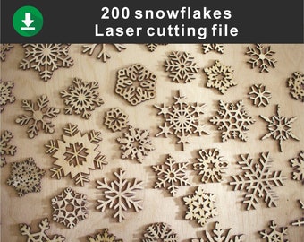Set of 200 snowfske, Snowflake Clipart, Digital Snowflakes, For Laser, Plotter Cutting, Printable, Commercial Use, DXF Dwg Ai Svg, Download