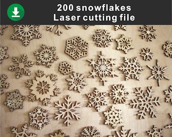 200 Snowflake Clipart: Laser Cut Vector Templates (Digital Download)