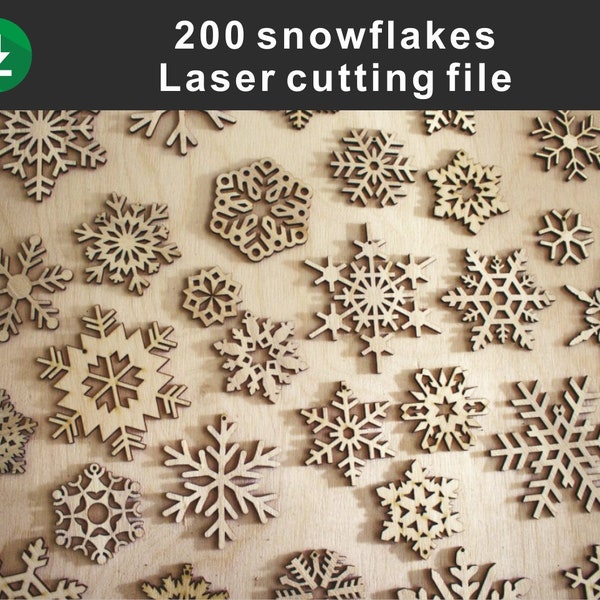 Set of 200 snowfske, Snowflake Clipart, Digital Snowflakes, For Laser, Plotter Cutting, Printable, Commercial Use, DXF Dwg Ai Svg, Download