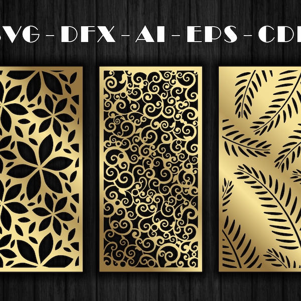50 Geometric Leaf Pattern CNC Files: Laser Cut Room Divider (Digital Download)