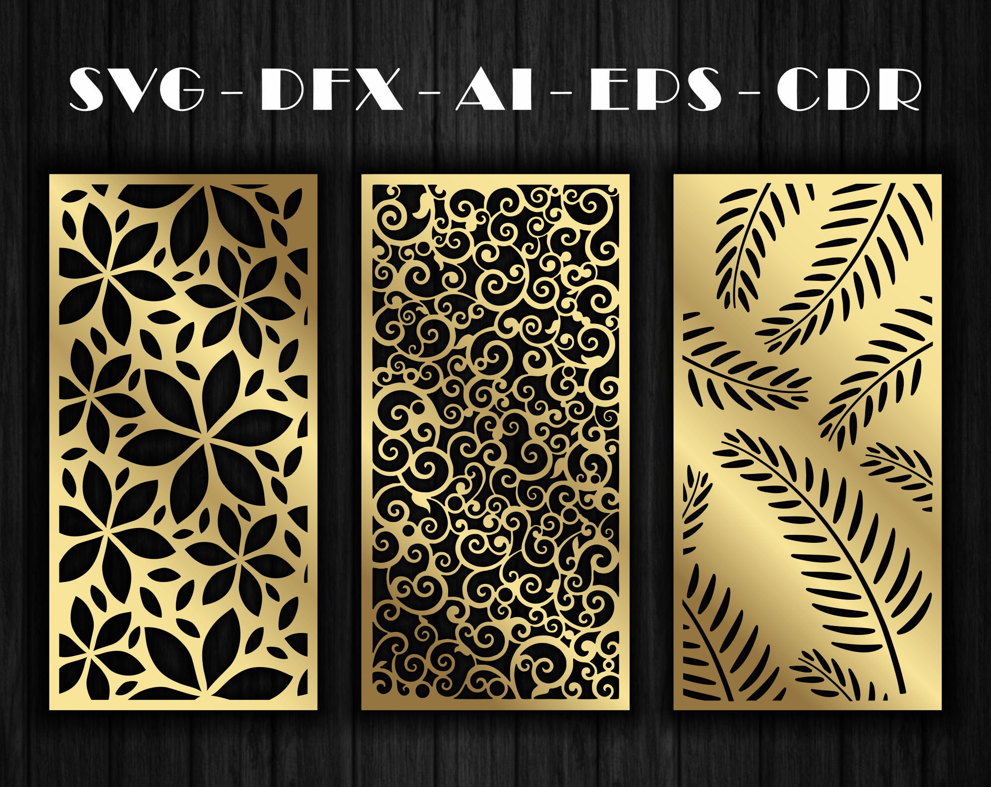 50 Natural #3 / Geometric, Leaf Patterns | Vector File | Dxf, Svg, Jpg, Cdr, Eps. Suitable for wood, plywood, metal, plastic products