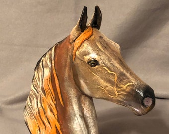 Horse Bust with Base Ceramic Art