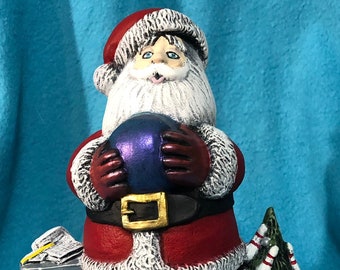 Bowling Santa one of a kind painting