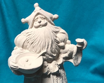 DIY Handmade Ceramic Bisque - Santa Claus Sculpture - Old Wolrd Santa Figurine - Ready-to-Paint - Xmas Gifts - DIY Home Decor - Xmas Decor