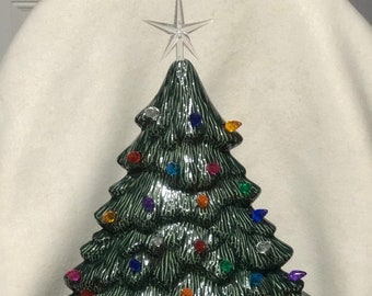 Handcrafted Ornamented Xmas Tree - Clay Magic Xmas Tree - Ceramic Bluegrass Mantle Tree - Ceramic Christmas Tree Gift - Festive Xmas Decor