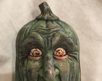 Zombie Pumpkin Ceramic Art by jmdceramicsart