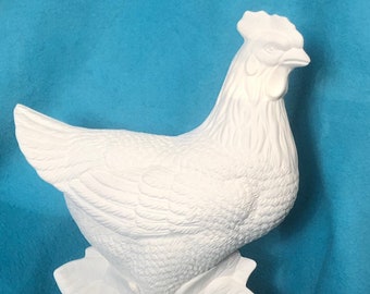 Ceramic Hen in bisque ready to paint