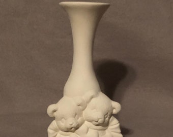 Bears Ceramic Bisque Vase