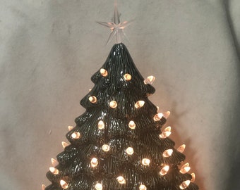 Star-Topped Christmas Tree with Clear Bulbs and Star on Base -  Green Ceramic Mantle Tree - Ornamented Xmas Trees - Xmas Tree Decor - Etsy