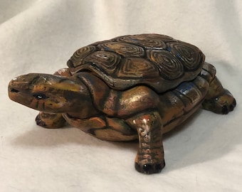 Ceramic Turtle Jewelry Box or Candy Dish