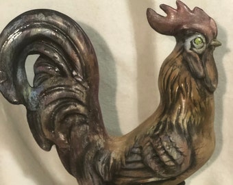 Ceramic Rooster Art using Mayco Softee Stains by jmdceramicsart