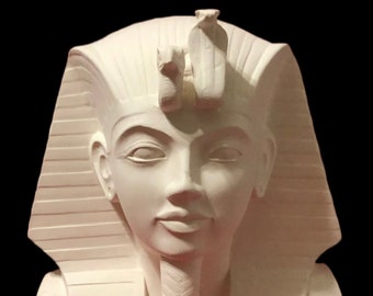 DIY Pharaoh Bisque - Ready to Paint - Collectible Ancient Egyptian Sculpture - Handcrafted Pharaoh Figurine - Egyptian Decor