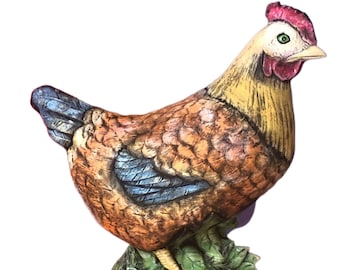 Duncan Molds Ceramic Hen from 1991 custom painted by jmdceramicsart