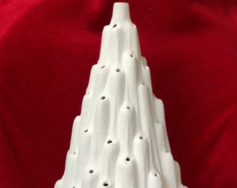 Rare Ceramic Atlantic Frozen Tree and base with holes for lights in bisque ready to paint by jmdceramicsart