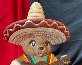 Custom painted handmade ceramic Mexican Boy Bear by jmdceramicsart